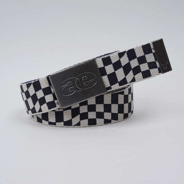 

new men's canvas buckle double-sided plaid printing woven trouser belt, Black;brown