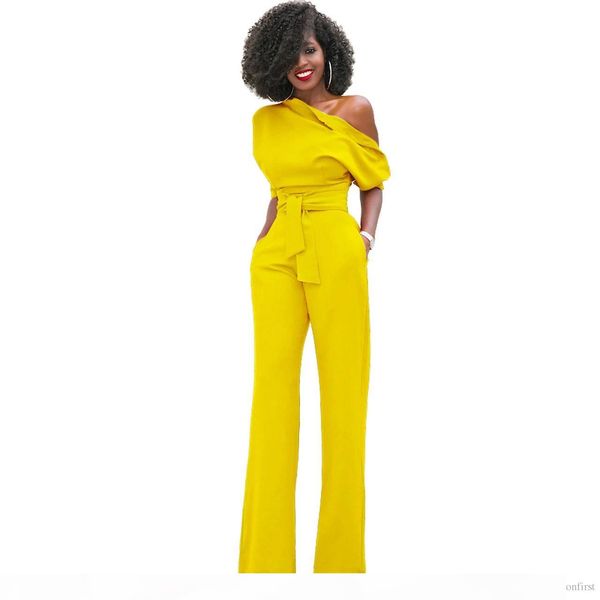 

new fashion one shoulder elegant jumpsuits women plus size rompers womens jumpsuits short sleeve female overalls, Black;white