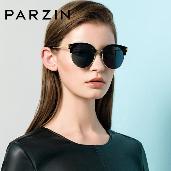 

PARZIN Polarized Sunglasses Women Designer Travel Driving Round Glasses Eyewear Arrow Shades for Women UV400 Protection, White;black