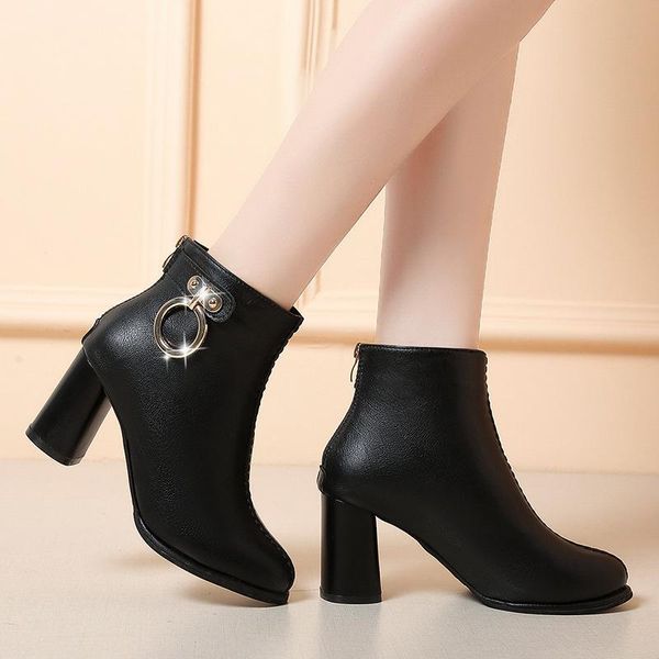 

martin boots children nian high-heel winter shoesfashion ins small short boots women's lady shoes -40, Black