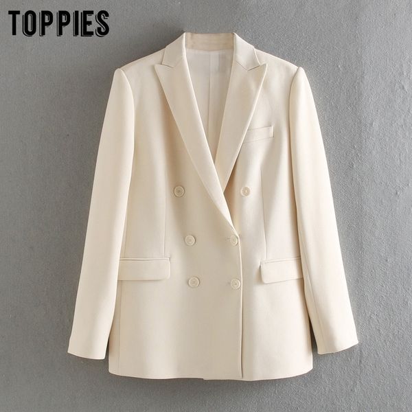 Toppies White Blazer для женщин Летние Blazer двубортные куртки Женщины Формальный костюм Куртки 201023
