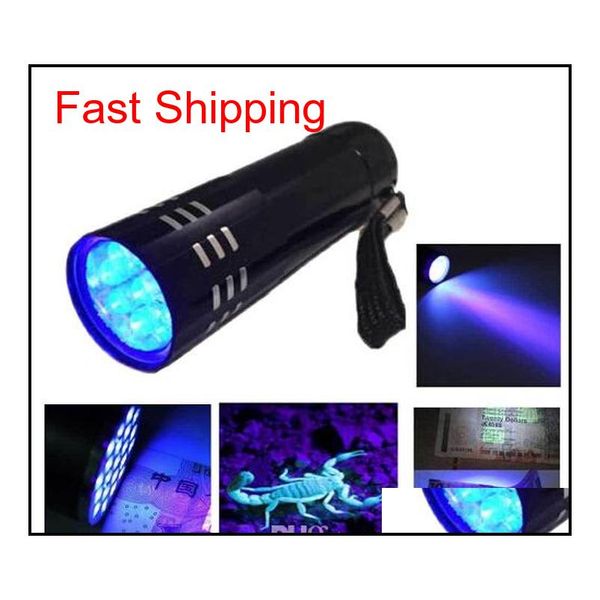 

2015 new mini alumminum uv ultra violet 9 led flashlight blacklight torch light lamp zzqqm