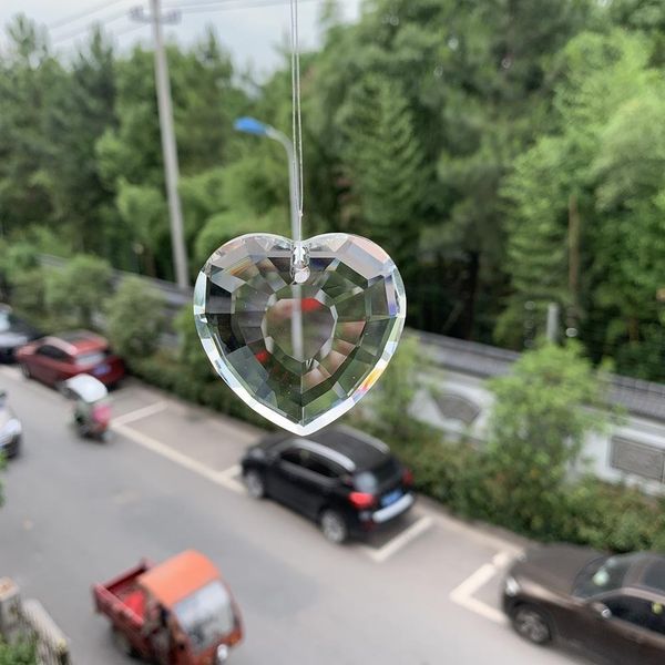 

10pcs 45mm love heart faceted glass crystal chandelier crystal prism lamp part charm pendant suncatcher hanging ornament h wmtmws