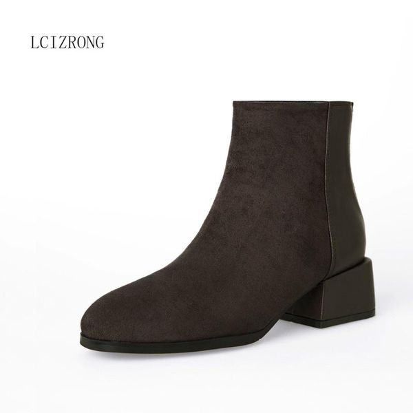 

women's autumn winter fashion ankle boots round head with pure color suede women boots plus velvet warm woman shoes 34-43, Black