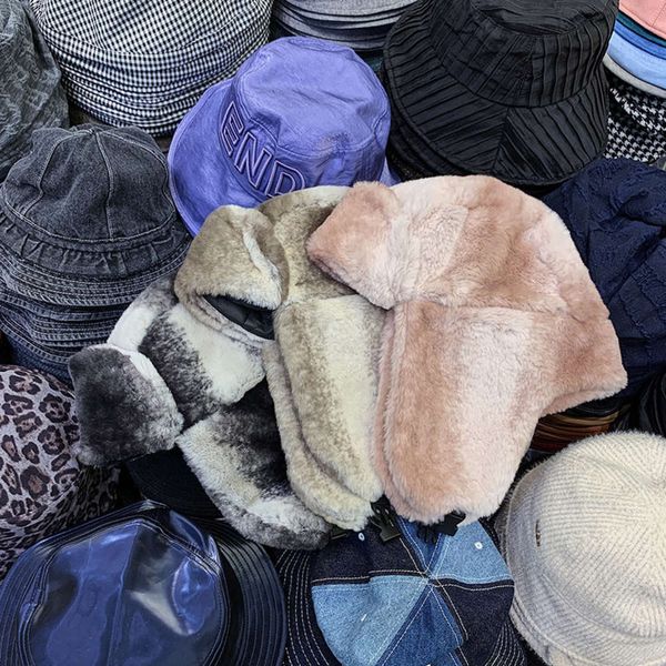 

gradual tie dye winter lei feng men's and women's outdoor cold insulation thickened ear protection riding windbreak hat tide, Blue;gray