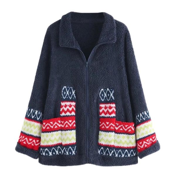 

kancoold elegant coat women 2020 autumn winter thick warm soft pocket zipper outerwear patchwork zipper long sleeve coat, Black