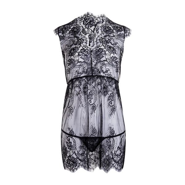 

bras sets women 2 piece lingerie dress g-string lace up hollow out see-through big open v-neck floral printed low cut chest underwear, Red;black