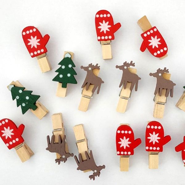 

yoriwoo 24pcs с рождеством деревянные клипы фото стена клип diy рождественская елка украшения для дома детский новый год 2021 bbysyh