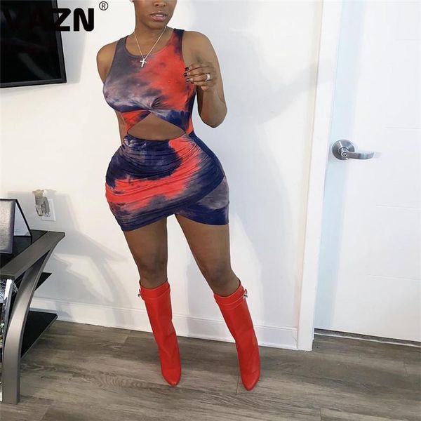 

vazn 2020 summer lady blue-orange mini dress slevee o-neck sheath crop dress young girl high street1, Black;gray