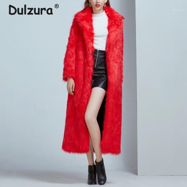 

ankle length faux fur coats women winter long jackets overcoat chic turn down collar faux fur jacket thick warm outerwear1, Black