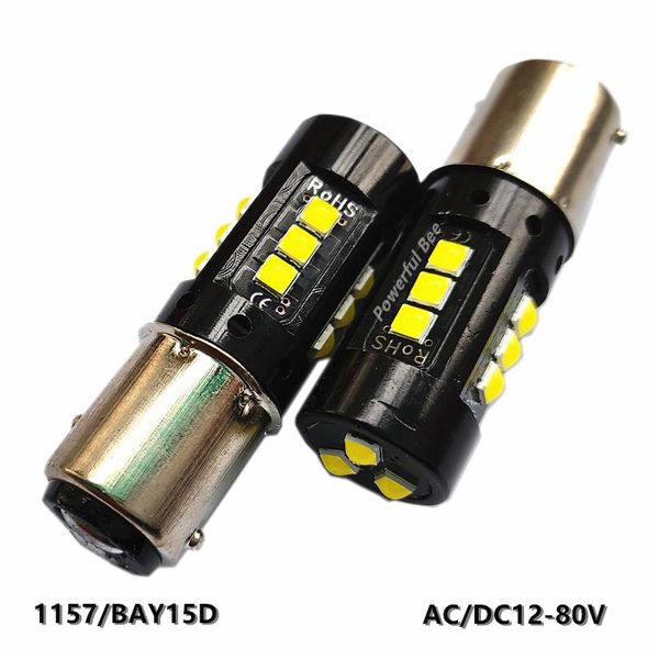 

2 x 1157/bay15d 30w power car motorcycle truck led driving brake lights bulb super white amber drl turn signal lamp ac/dc12-80v