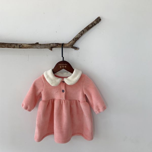 

2020 autumn and winter girl's dress 0-3-5 years old female baby plush skirt princess skirt kids clothing, Red;yellow