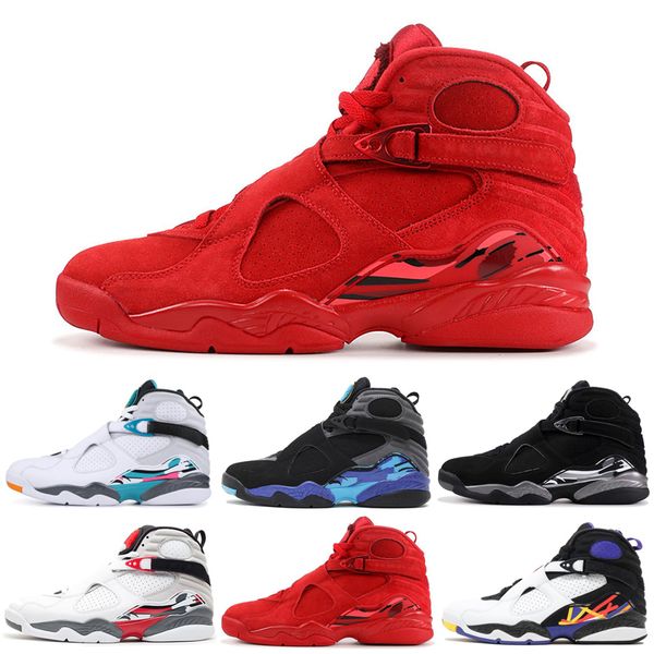 

fashion south beach white aqua raid red 8 8s men shoes valentine s day chrome countdown pack outdoor sports sneakers 8-13
