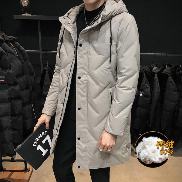 

down jacket more male han edition of new fund of 2020 winter leisure paragraph men hooded jacket grows in winter, Black