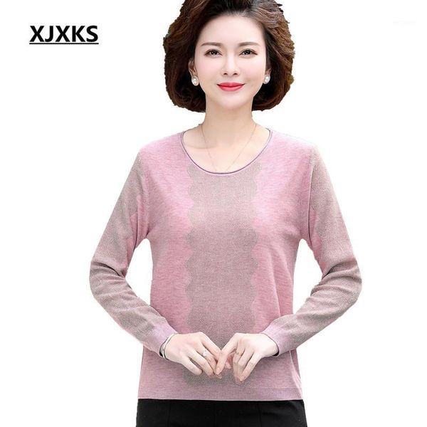 

xjxks loose plus size women spring thin sweater 2020 new round neck long sleeve comfortable wool knitted pullover women sweater1, White;black