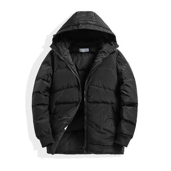 

stone pirates island 19ss new winter products 90% white duck down filling metal nylon hooded down jacket ing, Black