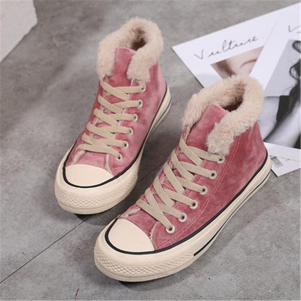 

winter plush keep warm sneakers women casual shoes lady fashion flat trainers high black cotton snow ankle boots botas mujer