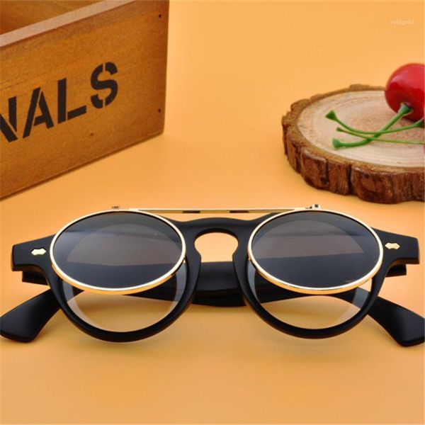 

sunglasses asuop fashion steampunk blind men's double lens round ladies uv400 classic retro brand glasses1, White;black