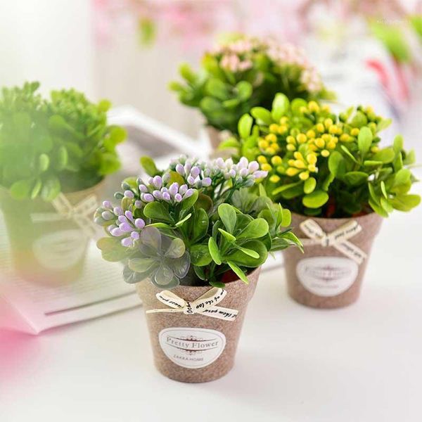 

decorative flowers & wreaths small and beautiful pastoral style basil crafts artificial flower bonsai set plant garden home decoration1