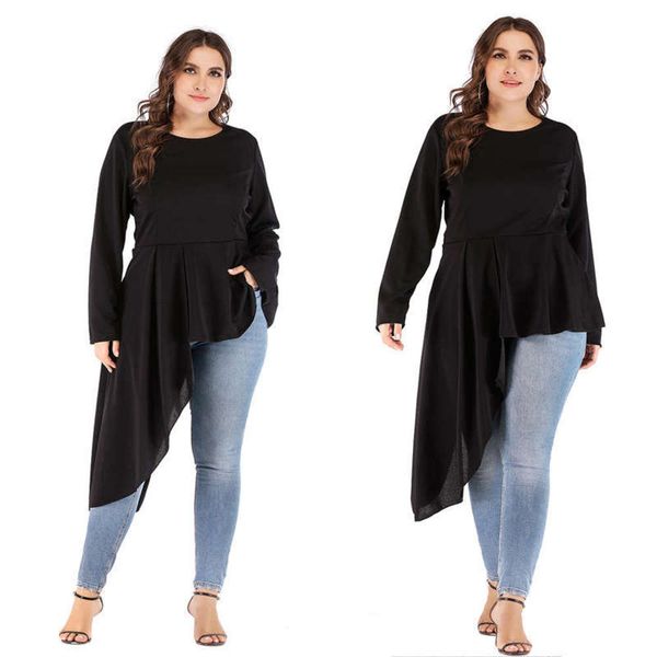 

selling new clothing long sleeve solid color women's round neck t-shirt, Black;gray