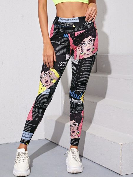 

pop art print leggings y6li#, Black