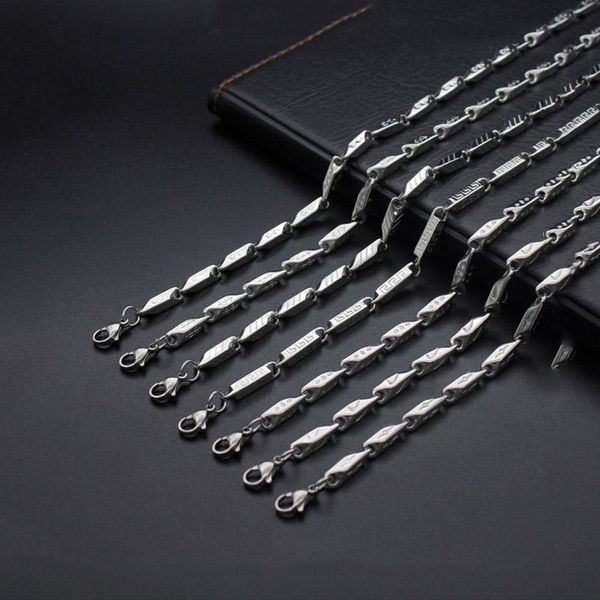 

chains 2021 hip stripe shape polished silver color 316l stainless steel long stick aberdeen chain necklaces for men jewelry 50cm 55cm