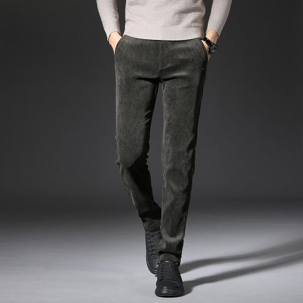 

autumn winter newly fashion men jeans elastic slim fit casual corduroy pants korean style vintage designer smart suit trousers, Blue