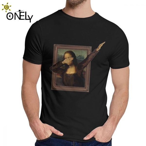 

sport man's o-neck dabbing mona lisa painting la gioconda short sleeve new arrival for man natural cotton tee sale