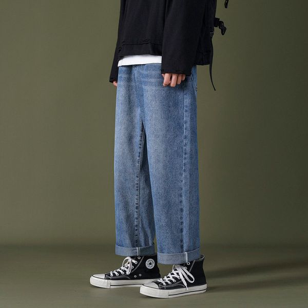 

brem 2021 male spring and in new autumn drop leg-straight pants youth fashion irxr, Blue