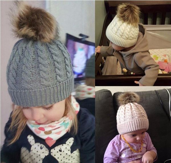 

kids designer beanies autumn winter newborn baby warm knitted beanies big double ball wool hats infant toddler venona bbylsk lg2010
