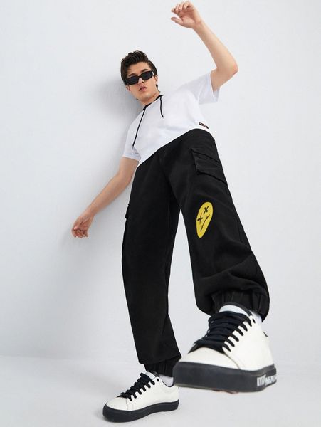 

men graphic print cargo jeans y6vy#, Blue