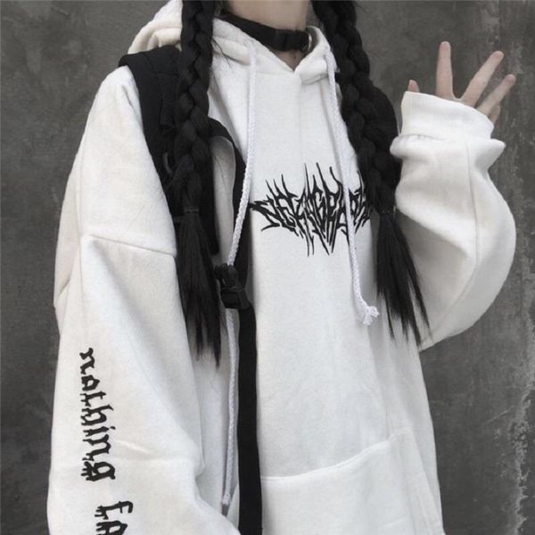 

hip sweatshirt oversize harajuku ulzzang hooded streetwear long women's loose sleeve winter hop gothic new hoodie tmbpk, Black