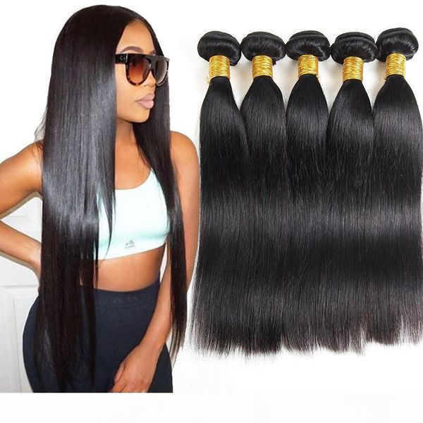 

mink brazilian 5bundles straight hair weaves 100% unprocessed human hair bundles peruvian malaysian indian human hair extension, Black