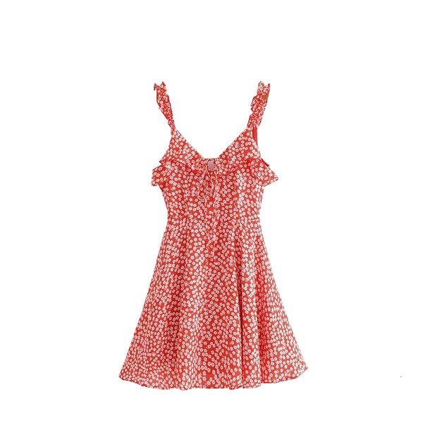 

2021 new summer vintage sweet ruffles chiffon high ascended fine flower type printed lower court dressed in rescued tissue p48p, Black;gray