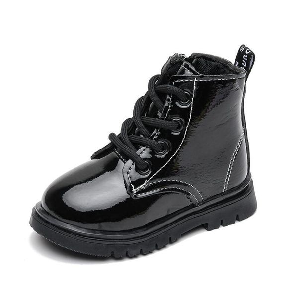 

детский мартин сапоги pu leather 2020 новые девушки мягкие единственные мальчиков сапоги корейской версии британского стиля спортивная обувь, Black