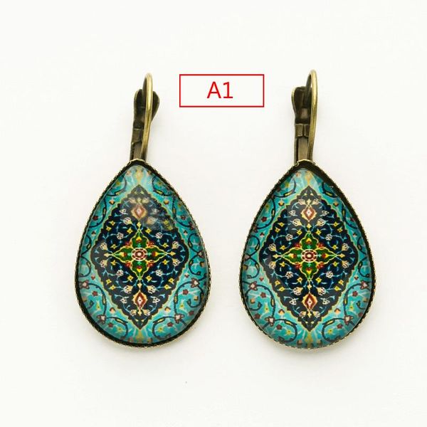 

suteyi teardrop-shaped earrings women elegant jewelry accessory mandala flower om religion zen buddhism symbol stud earrings, Golden;silver