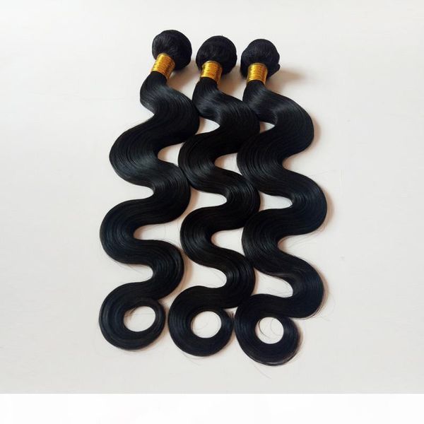 

бразильский девы уток человеческих волос природные черное тело ткать необработанные кутикулы выровнены 8-28inch перуанский remy индейца чело, Black