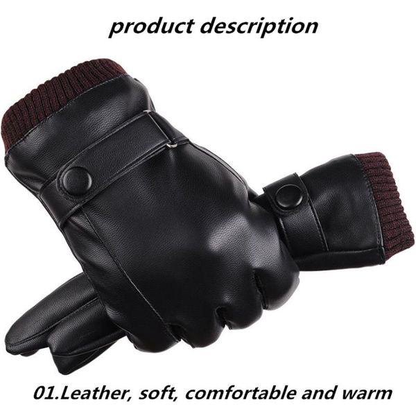 

мужская искусственная кожа осень и зимний сенсорный экран перчатки для теплой езды на открытом воздухе спортивные водонепроницаемые перчатки, Black