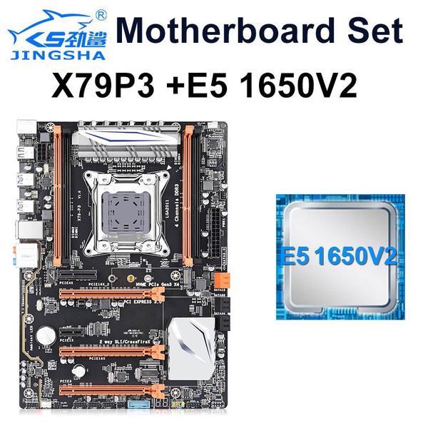 

motherboards jingsha x79p3 motherboard set quad channels with cpu e5 1650 v2 3.5g six cores server processor support ddr3 ecc reg ram