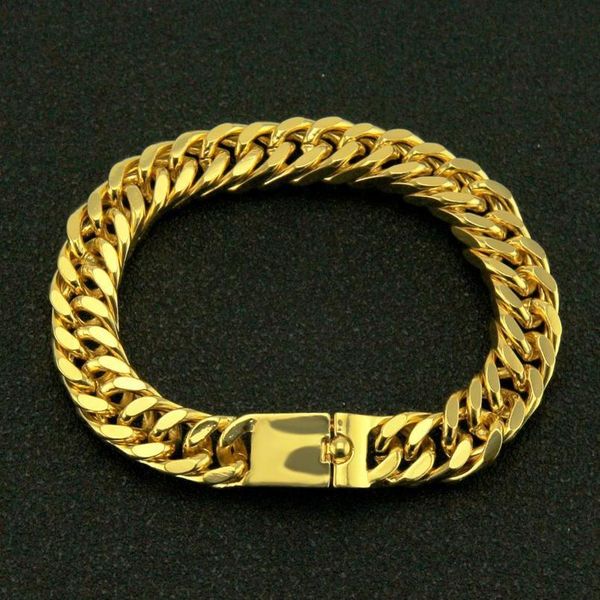 

hip hop golden smooth cuban chain bracelet ice out men's trend bracelet jewelry gift bbyoab, Black