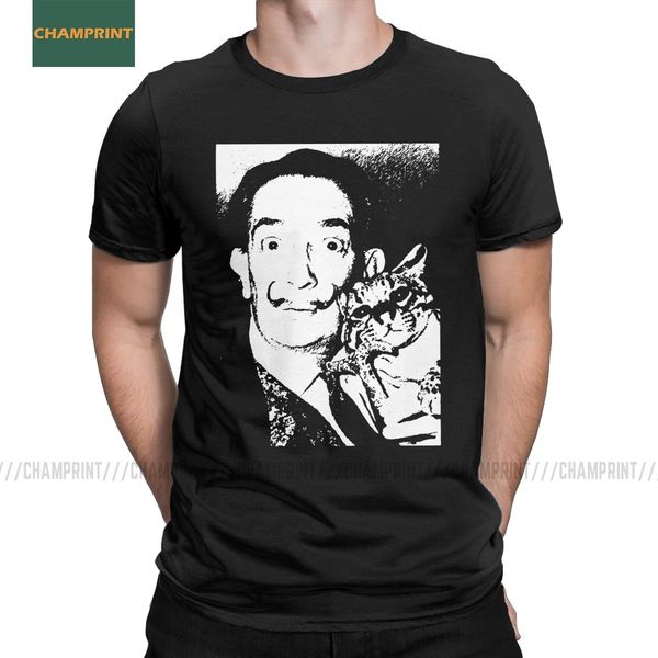 

salvador dali cat ocelot for surrealism painter portrait artist novelty o neck short sleeve sport hooded sweatshirt hoodie men t shirt