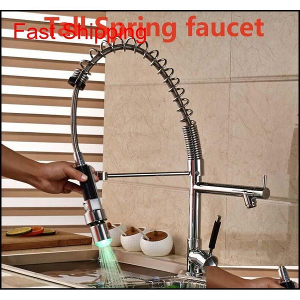 

new chrome led pull down spring kitchen faucet swivel spout mixe jllnba sinabag