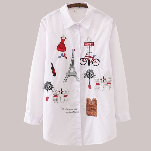 

white blouse women plus size long sleeve autumn winter womens and blouses women casual cotton shirt embroidery blouse y200422
