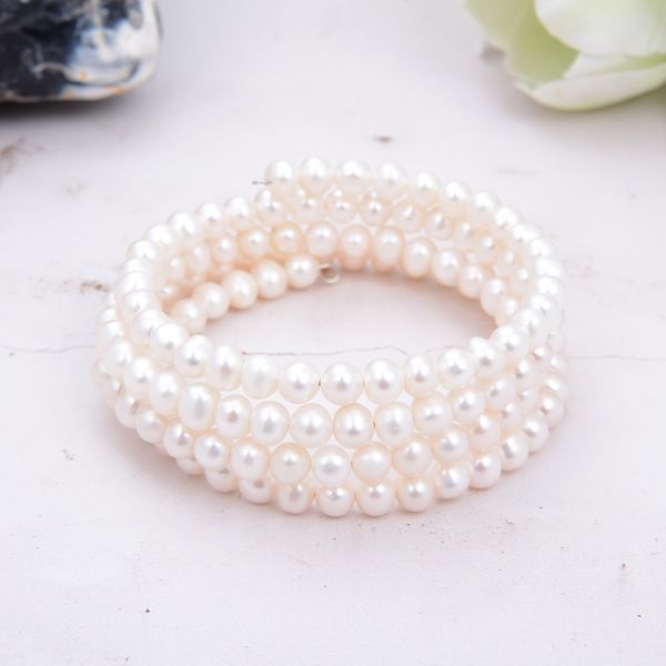 

natural white pearl bracelet bangle for women vintage bohemian wide female jewelry, Black