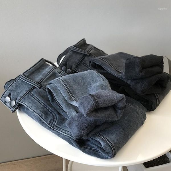 

women's jeans fashion slim for women loose high waist plus size thick baggy winter pencil pants vintage streetwear ladies1, Blue