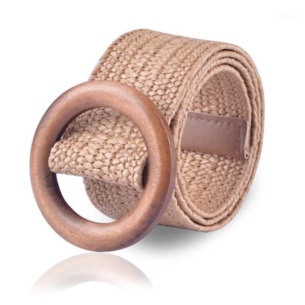 

braided belt wooden buckle waist belt for women solid beige women dress belts wood woven straw1, Black;brown