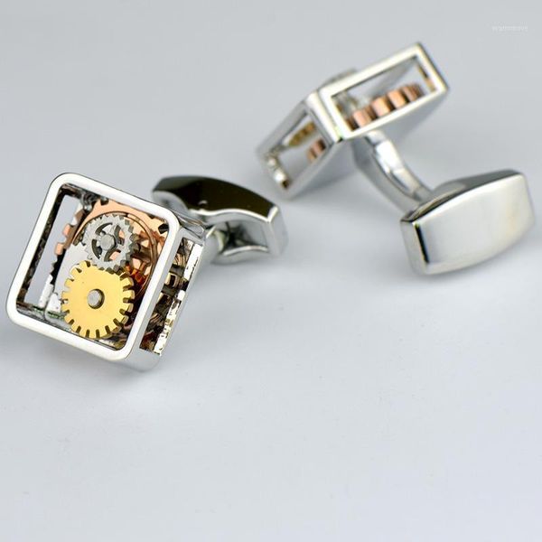 

Punk mechanical movement Cufflinks French shirt cuff studs industrial style1, Silver;golden