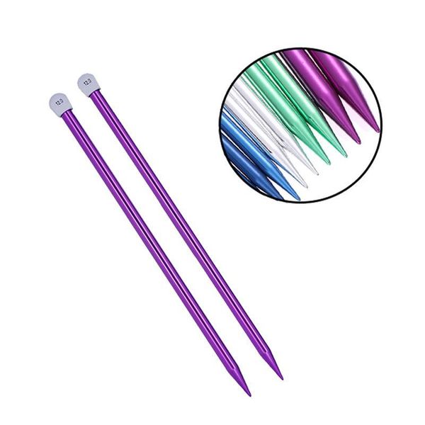 

miusie 2pcs/set 35cm single pointed knitting pins straight aluminum weaving tool long sweater scarf needle sewing acc jllkpm, Silver