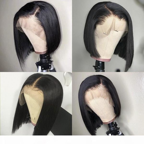

hd lace brazilian remy hair wig straight short bob lace front wigs 150% density lace front human hair wigs pre-plucked with baby hair, Black;brown