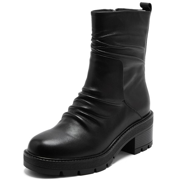 

2021 female natural 22-25.5cm deep in wrinkled soft crystal boots sheep skin cyberstar women's shoes 2 l5ne, Black